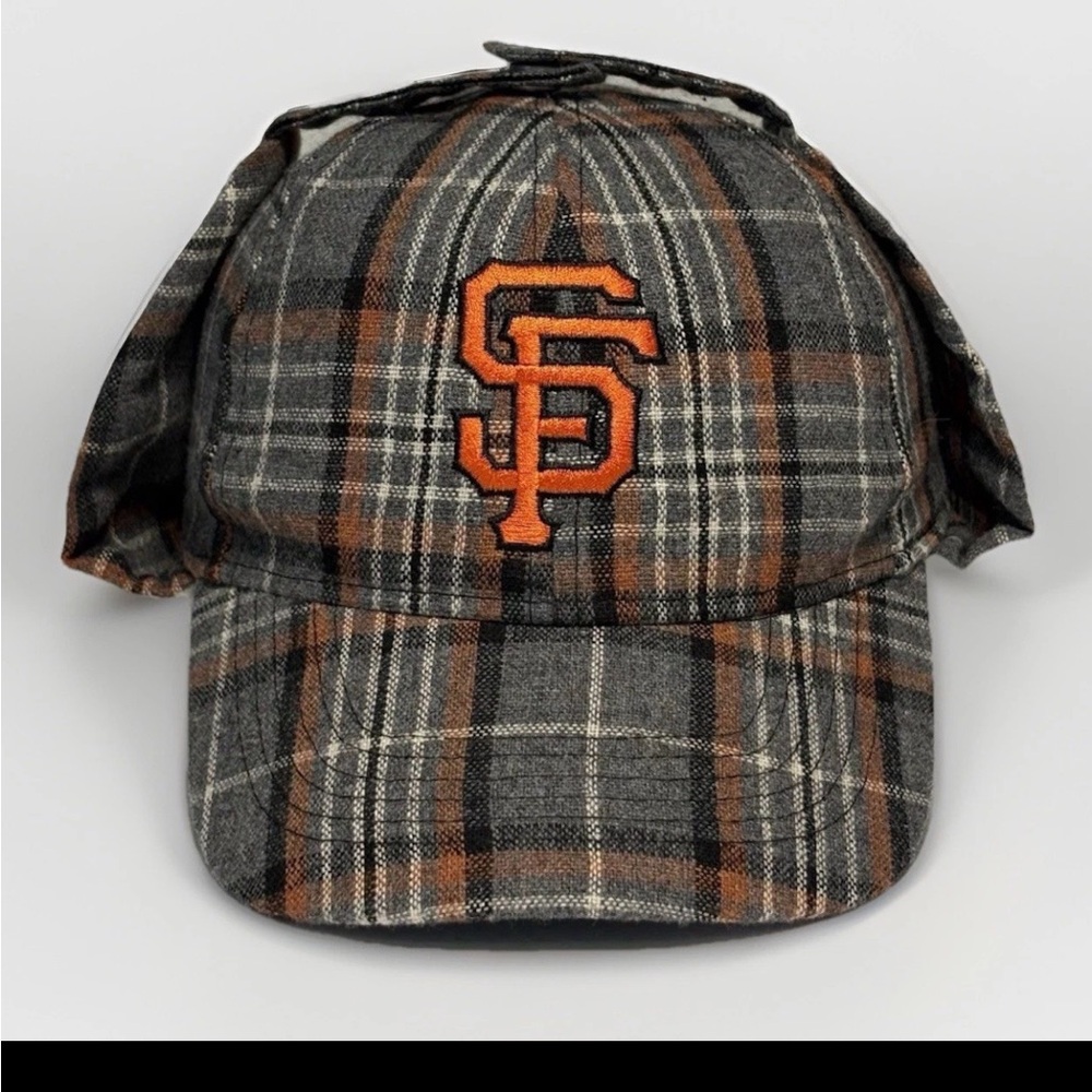 San Francisco Giants Plaid Wool Blend Snapback Baseball Hat W/Ear Flaps One Size